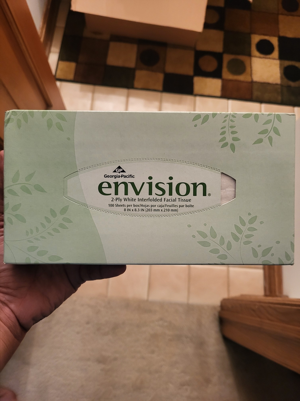 Lot Of 8 New Sealed Envision Facial Tissue Box - Soft Mint Green Each 100 Sheets
